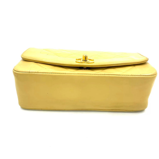 Chanel Diana CC Flap Bag Small Vintage Yellow Lambskin Leather with 24k Gold HW, 1991-1994