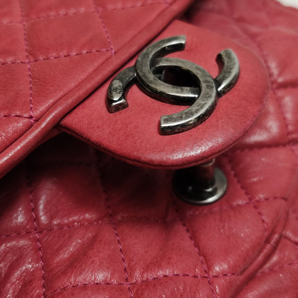 Chanel Shiva Flap Bag Distressed Pink Aged Calfskin Leather Antiqued Silver Hardware