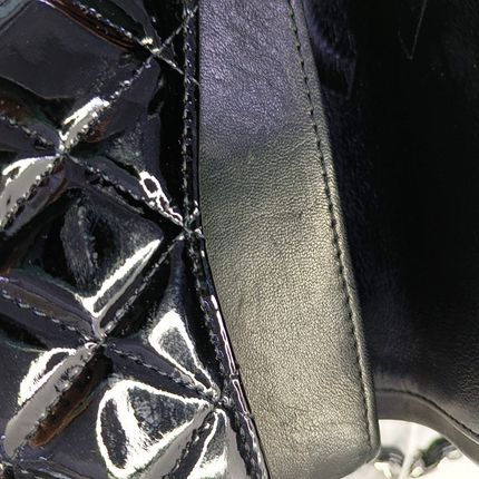Chanel Classic Flap Medium Black Patent Leather Silver Hardware