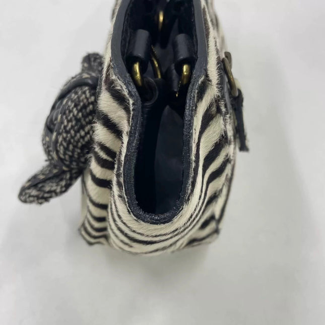 Prada Zebra Print Ponyhair Calfskin Leather Handbag