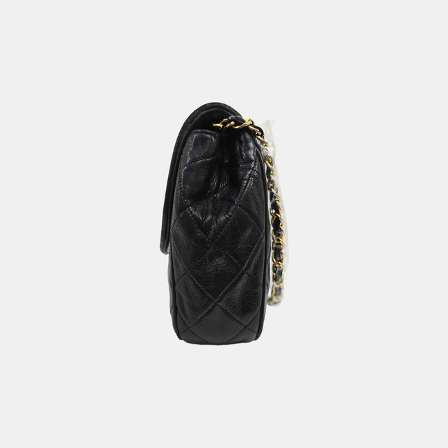 Chanel Vintage Mini CC Tassel Flap Bag Black Lambskin Matelasse Chain