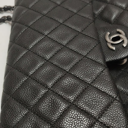 Chanel Now and Forever Large Jumbo Flap Bag Black Lambskin Silver Hardware