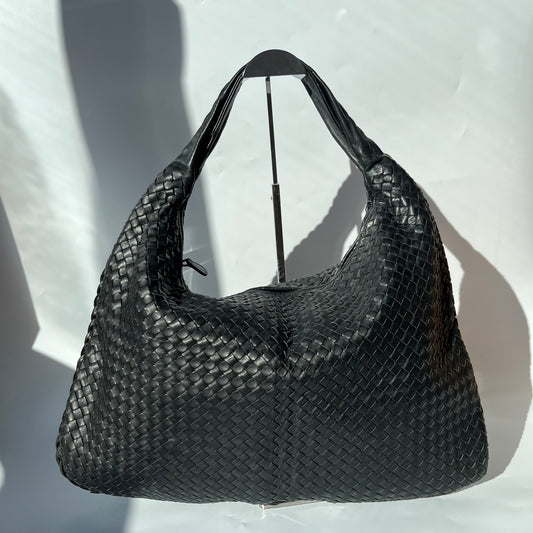 Bottega Veneta Veneta Hobo Maxi Black Leather 51cm-Luxbags