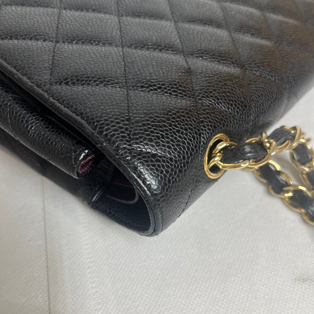 Chanel Classic Flap Maxi 2011 Black Caviar Leather Double Flap with Gold Hardware