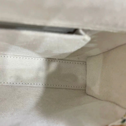 Lady D-Joy Medium Bird and Flower Embroidery Calfskin Leather
