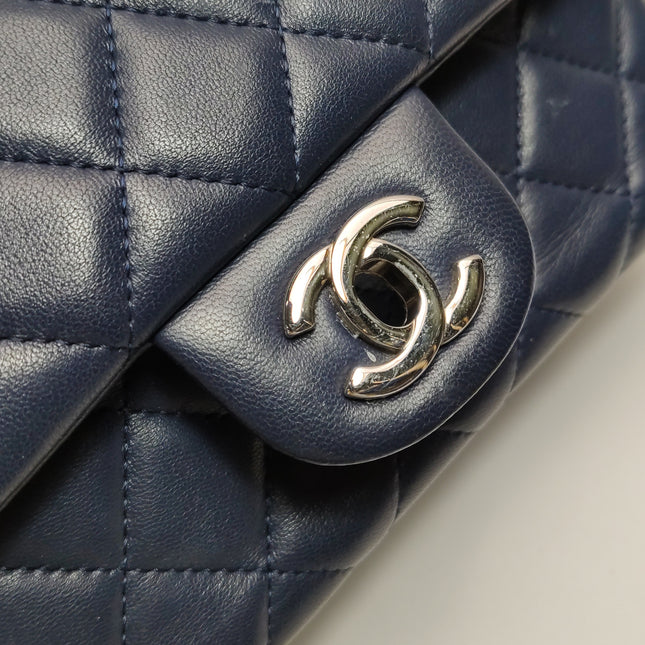 Chanel Classic Flap Mini 2020 Navy Lambskin Leather Silver Hardware