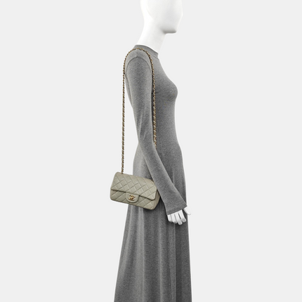 Chanel Classic Flap Rectangular Mini Grey Lambskin Leather Gold Hardware Microchip