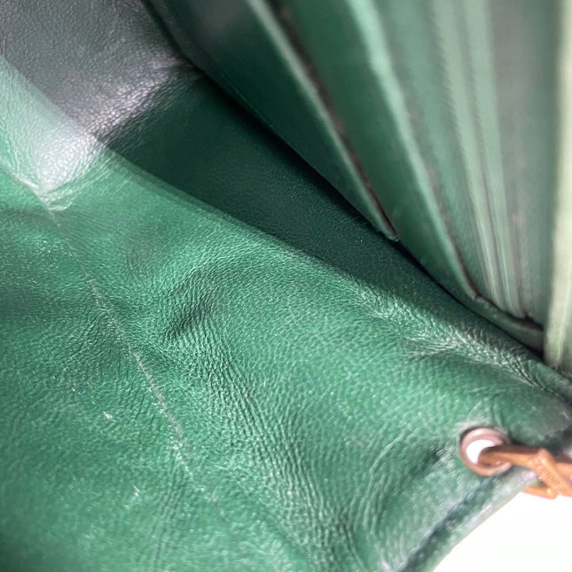 Chanel Vintage Classic Flap Mini Square Green Lambskin 24k Gold HW, 1989-1991