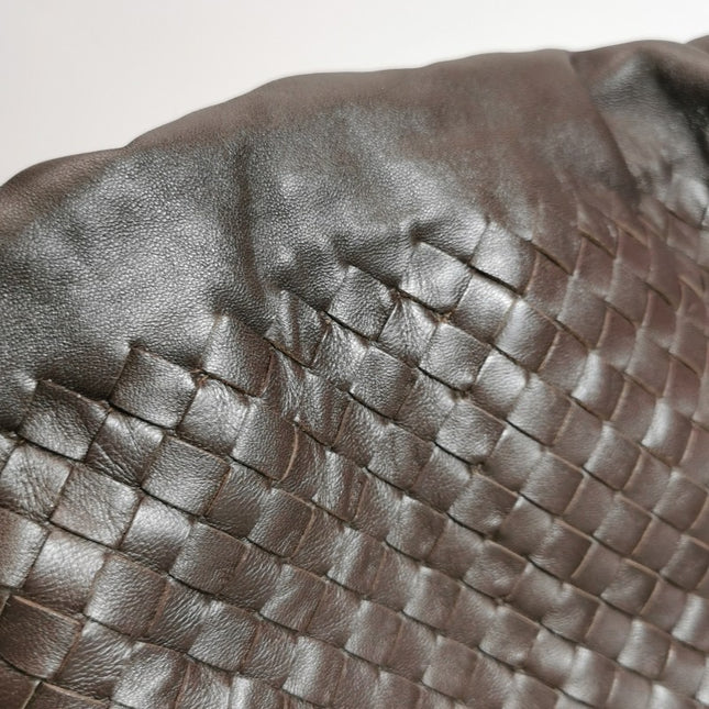 Bottega Veneta Drawstring Dark Chocolate Brown Intrecciato Leather Large Crossbody Bag