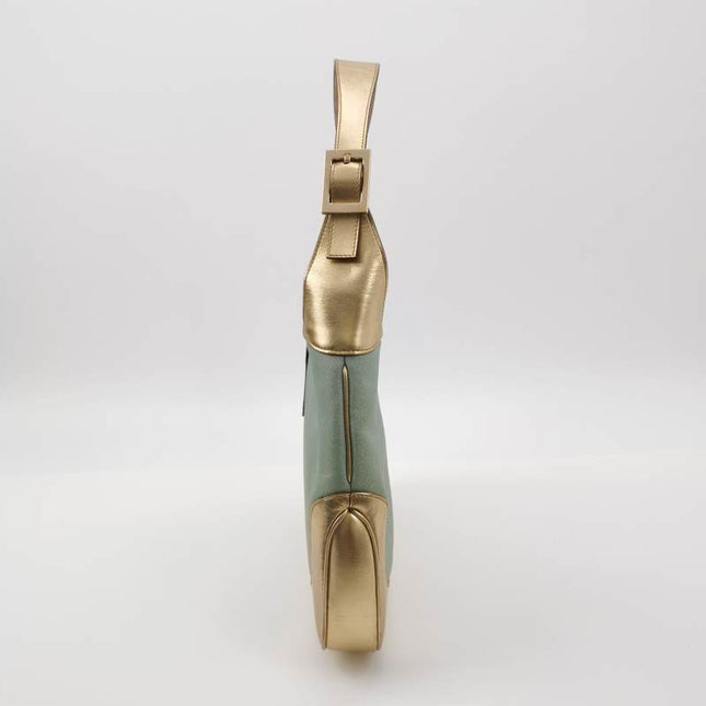 Sold Gucci Jackie Vintage Mini Blue Nylon with Gold Leather Shoulder Bag Medium