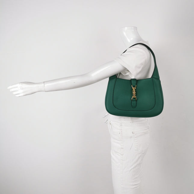 Gucci Jackie 1961 Green Grained Leather Bag Small with Adjustable Strap
