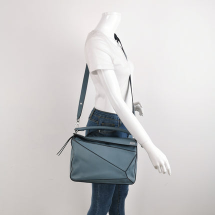 Loewe Puzzle Medium Ash Blue Calfskin leather Crossbody Bag
