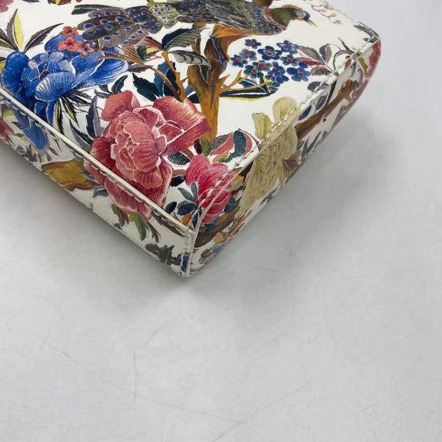 Lady D-Joy Medium Bird and Flower Embroidery Calfskin Leather