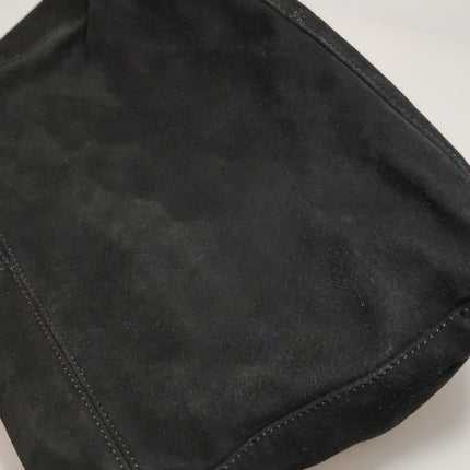 Fendi Mamma Baguette Black Suede Leather Red Buckle