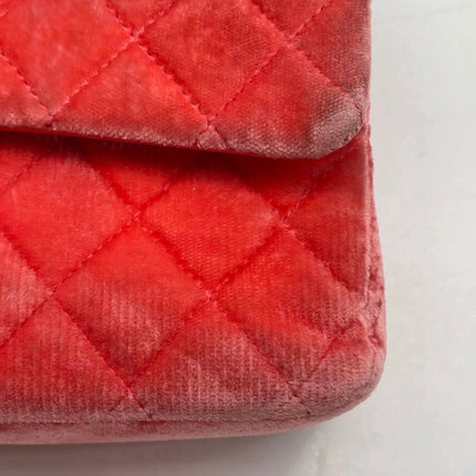 Chanel Classic Flap Medium Coral Orange Velvet Silver Hardware