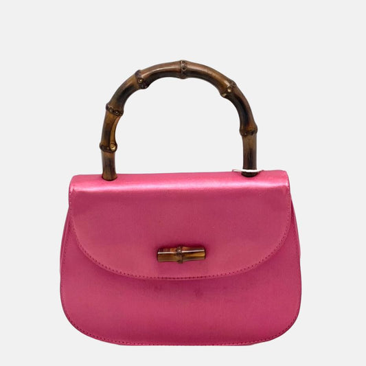 Gucci Bamboo 1947 Night Super Mini Pink Satin Evening Bag-Luxbags