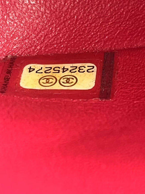 Chanel Classic Flap Mini Square Red Lambskin Leather Gold Hardware