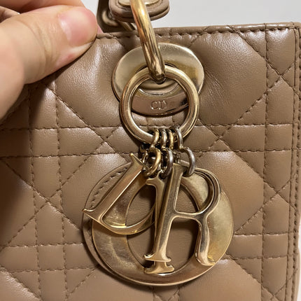 Sold Lady Dior Medium Beige Cannage Lambskin Leather