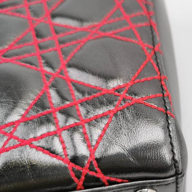 Sold Lady Dior Mini Grey Leather with Red Cannage Stitching 2011 Dior X Anselm Reyle Collection