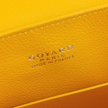 Goyard Saigon Mini Yellow Canvas and Leather Wooden Top Handle Crossbody Bag