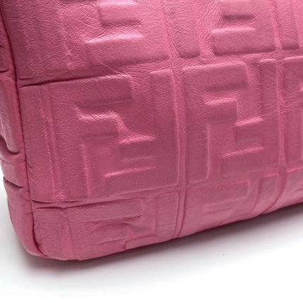 Fendi Baguette Large Pink Leather 3D FF Motif Crossbody Bag