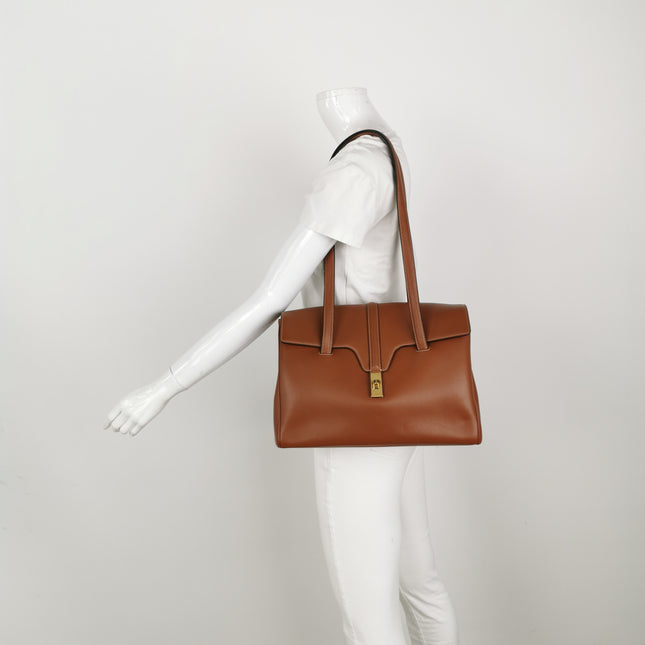 Celine Soft 16 Bag Medium Caramel Natural Tan Smooth Satin Calfskin Leather