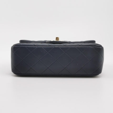Chanel Classic Flap Mini Rectangular Navy Lambskin Leather Gold Hardware, 2020