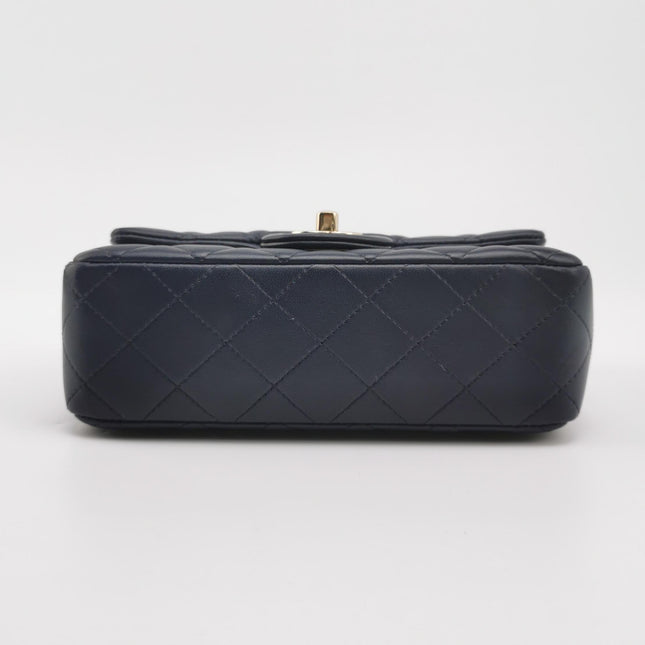 Chanel Classic Flap Mini Rectangular Navy Lambskin Leather Gold Hardware, 2020