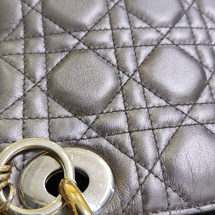 Lady Dior Mini Metallic Copper Gold Cannage Lambskin Gold Hardware Chain Strap