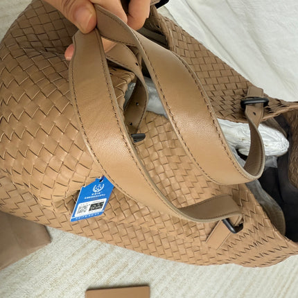 Bottega Veneta Cesta Shopper Tote Intrecciato Milk Chocolate Brown Leather Large 50cm