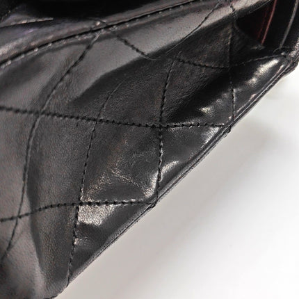 Chanel Timeless Classic Flap Medium 2014 Black Lambskin Leather Silver Hardware