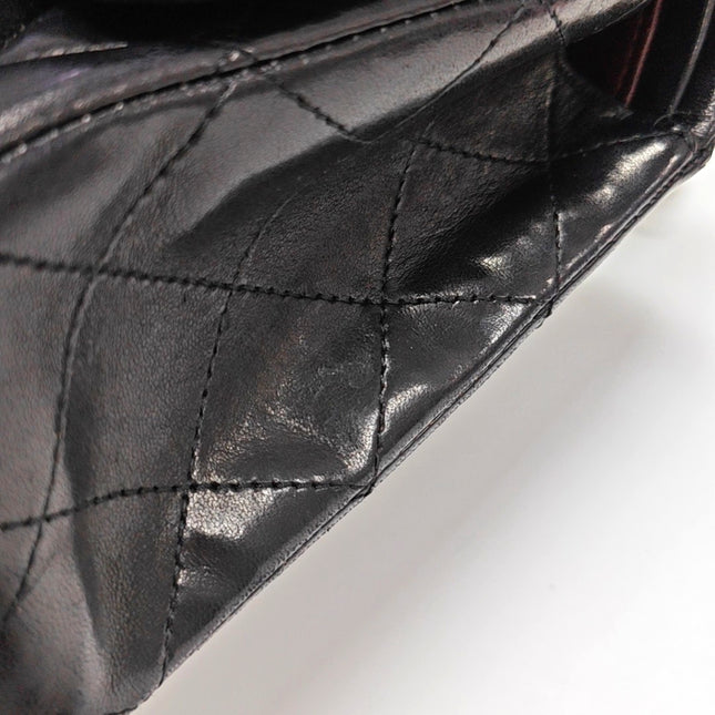 Chanel Timeless Classic Flap Medium 2014 Black Lambskin Leather Silver Hardware