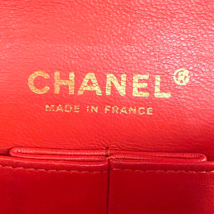 Chanel Classic Flap Medium Red Lambskin Leather with Gold Hardware