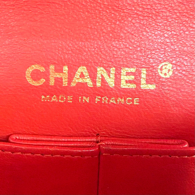 Chanel Classic Flap Medium Red Lambskin Leather with Gold Hardware