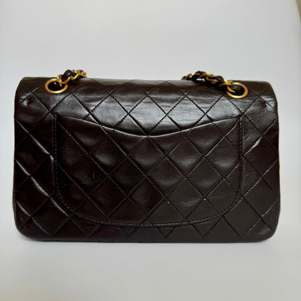 Chanel Classic Flap Small Dark Chocolate Brown Lambskin Leather with 24k Gold Hardware, 1994-1996