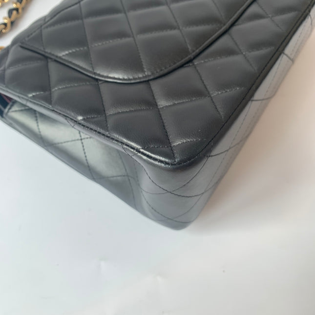 Sold Chanel Classic Flap Jumbo 2012 Black Lambskin Leather Double Flap with Gold Hardware