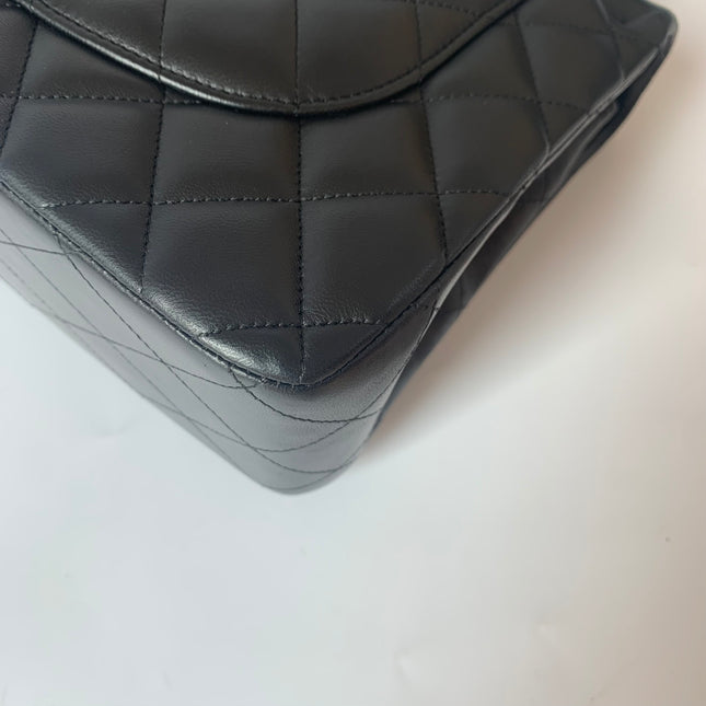 Sold Chanel Classic Flap Jumbo 2012 Black Lambskin Leather Double Flap with Gold Hardware