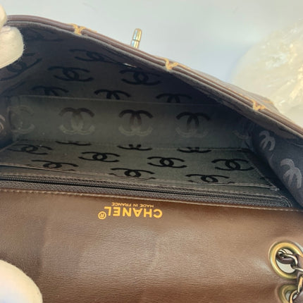 Sold Chanel Wild Stitch Flap Brown Leather with Beige Stitching Detail