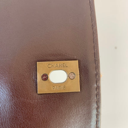Sold Chanel Wild Stitch Flap Brown Leather with Beige Stitching Detail