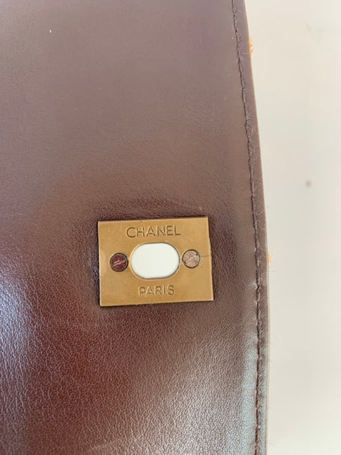 Sold Chanel Wild Stitch Flap Brown Leather with Beige Stitching Detail