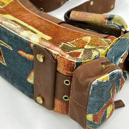 Dior Limited Edition Rare Columnbus Dior Strict Chic Brown Multicolor Velvet Bag