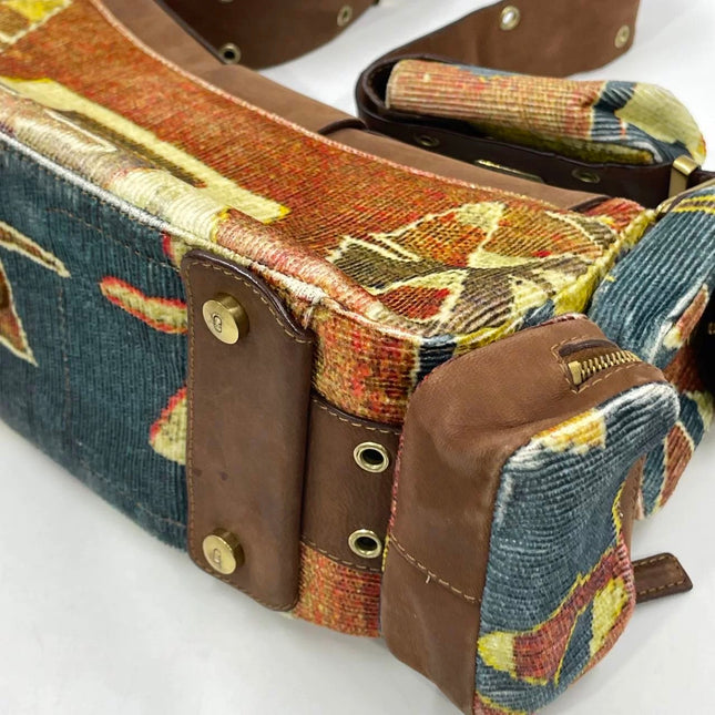 Dior Limited Edition Rare Columnbus Dior Strict Chic Brown Multicolor Velvet Bag