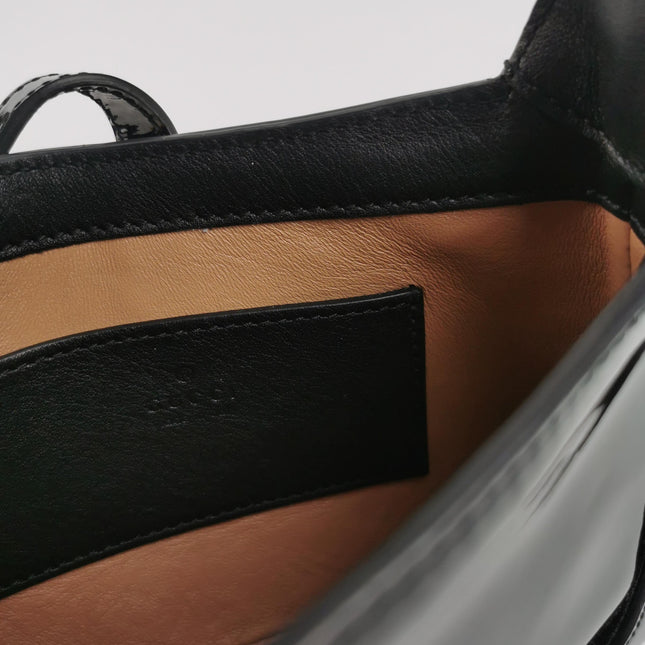 Gucci Jackie 1961 Mini Black Patent Leather Bag with Crystal Chain Strap