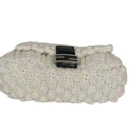 Sold Fendi Mamma Baguette White Wool Pom pom