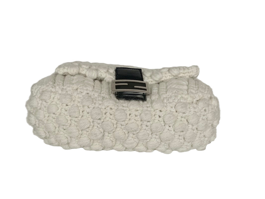 Sold Fendi Mamma Baguette White Wool Pom pom