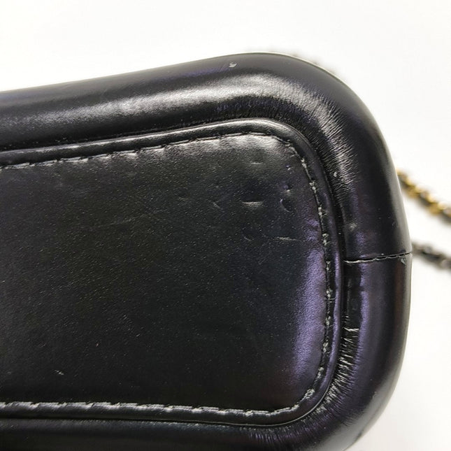 Chanel Gabrielle Small Metallic Crumpled Goatskin Quilted Black and Gold Bag