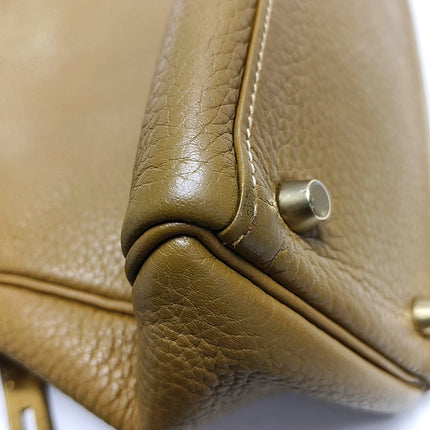 Hermes Kelly 32 Retourne Biscuit Brown Clemence Leather Gold Hardware Double Ring