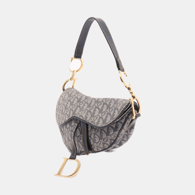 Dior Saddle Vintage Navy Oblique with Multicolor Silk Lining