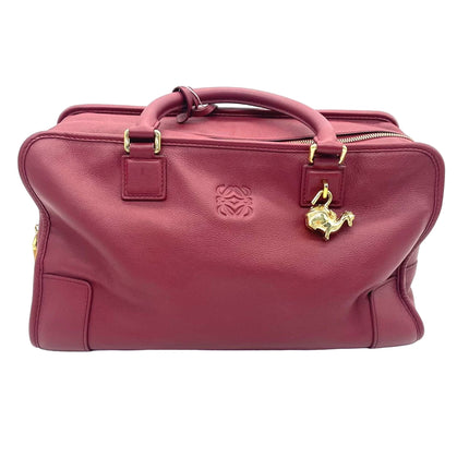 Loewe Amazona 36 Medium Burgundy Leather Dragon Lock Gold-tone Hardware-Luxbags