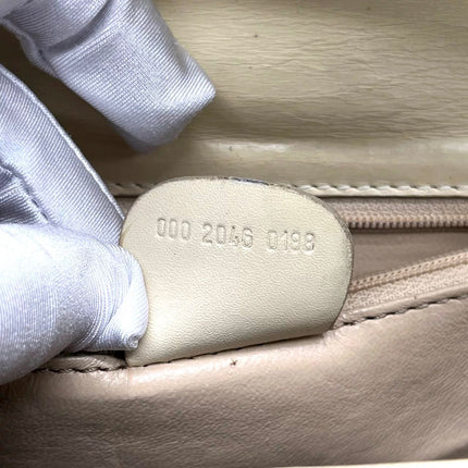 Gucci Bamboo 1947 Vintage Small White Box Leather Top Handle and Leather Strap Bag